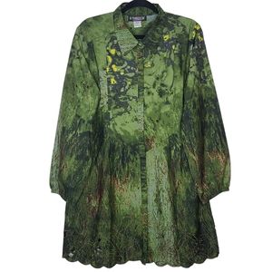 The Pyramid Collection Button Front Tunic Top Large NWOT